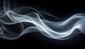mysterious abstract image featuring flowing, dynamic white smoke or vapor waves against a solid black background, smooth Royalty Free Stock Photo