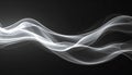 mysterious abstract image featuring flowing, dynamic white smoke or vapor waves against a solid black background, smooth Royalty Free Stock Photo