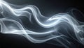 mysterious abstract image featuring flowing, dynamic white smoke or vapor waves against a solid black background, smooth Royalty Free Stock Photo