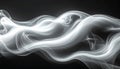 mysterious abstract image featuring flowing, dynamic white smoke or vapor waves against a solid black background, smooth Royalty Free Stock Photo