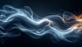 mysterious abstract image featuring flowing, dynamic white smoke or vapor waves against a solid black background, smooth Royalty Free Stock Photo