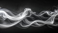 mysterious abstract image featuring flowing, dynamic white smoke or vapor waves against a solid black background, smooth Royalty Free Stock Photo