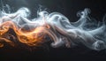 mysterious abstract image featuring flowing, dynamic white smoke or vapor waves against a solid black background, smooth Royalty Free Stock Photo