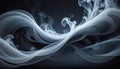 mysterious abstract image featuring flowing, dynamic white smoke or vapor waves against a solid black background, smooth Royalty Free Stock Photo