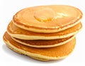 Stack of four golden-brown pancakes with a pat of melting butter on top Royalty Free Stock Photo