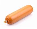 A single cylindrical sausage encased in a smooth, orange-brown casing Royalty Free Stock Photo