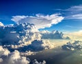 Dramatic cloudscape featuring towering cumulus clouds against a deep blue sky Royalty Free Stock Photo