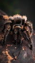 Close-up of a tarantula (family Theraphosidae) on a piece of bark Royalty Free Stock Photo