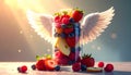 Transparent Can with Apple N Berry & Bobas silght top angel Royalty Free Stock Photo