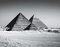 Two large pyramids dominate the arid landscape of Giza, Egypt Royalty Free Stock Photo