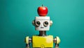 Vintage Robot with Apple on Its Head Royalty Free Stock Photo