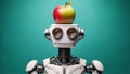 Vintage Robot with Apple on Its Head Royalty Free Stock Photo