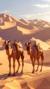 Low poly 3D image of camels in desert with arab people historic Royalty Free Stock Photo