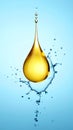 Drop of Omega-3 and water splash on light blue background Royalty Free Stock Photo