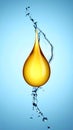 Drop of Omega-3 and water splash on light blue background Royalty Free Stock Photo