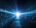 Digital-themed image featuring a tunnel with binary code Royalty Free Stock Photo