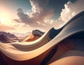 Sweeping, surreal desert landscape with exaggerated dunes Royalty Free Stock Photo
