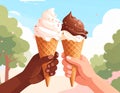 Illustration of a couple hold ice cream Royalty Free Stock Photo