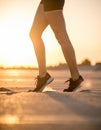 Outdoor photo of athletic woman close up leg Royalty Free Stock Photo