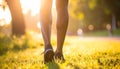 Outdoor photo of athletic woman close up leg Royalty Free Stock Photo
