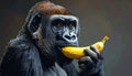 Cutesy illustration of a gorilla eating a banana Royalty Free Stock Photo