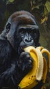 Cutesy illustration of a gorilla eating a banana Royalty Free Stock Photo