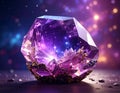 3D image of amethyst stone with a blurred multiverse background Royalty Free Stock Photo