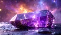 3D image of amethyst stone with a blurred multiverse background Royalty Free Stock Photo