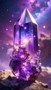 3D image of amethyst stone with a blurred multiverse background Royalty Free Stock Photo