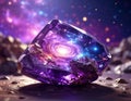 3D image of amethyst stone with a blurred multiverse background Royalty Free Stock Photo