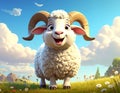 Cartoon sheep with horns standing on hind legs Royalty Free Stock Photo