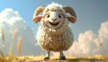 Cartoon sheep with horns standing on hind legs Royalty Free Stock Photo