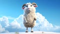 Cartoon sheep with horns standing on hind legs Royalty Free Stock Photo