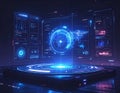 Futuristic Control Room with Data Visualization Royalty Free Stock Photo