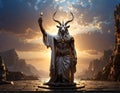 Baphomet with one hand pointed upwards and the other downwards Royalty Free Stock Photo