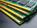 Stacked Computer RAM Memory Modules on Dark Surface Royalty Free Stock Photo