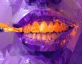 Digital dentistry expressive art in Cologne in purple with orange with mesh triangles Royalty Free Stock Photo