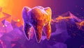 Digital dentistry expressive art in Cologne in purple with orange with mesh triangles Royalty Free Stock Photo