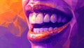 Digital dentistry expressive art in Cologne in purple with orange with mesh triangles Royalty Free Stock Photo