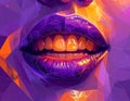 Digital dentistry expressive art in Cologne in purple with orange with mesh triangles Royalty Free Stock Photo