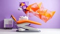 Digital dentistry expressive art in Cologne in purple with orange with mesh triangles Royalty Free Stock Photo