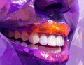 Digital dentistry expressive art in Cologne in purple with orange with mesh triangles Royalty Free Stock Photo