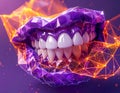 Digital dentistry expressive art in Cologne in purple with orange with mesh triangles Royalty Free Stock Photo