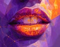 Digital dentistry expressive art in Cologne in purple with orange with mesh triangles Royalty Free Stock Photo