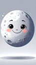 Cute cartoon moon character for children education and alphabet learning. Generated image Royalty Free Stock Photo