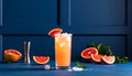 Generate a cocktail photo with navy blue background ( PANTONE 286 C ) with paneled Royalty Free Stock Photo