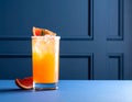 Generate a cocktail photo with navy blue background ( PANTONE 286 C ) with paneled Royalty Free Stock Photo