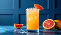 Generate a cocktail photo with navy blue background ( PANTONE 286 C ) with paneled Royalty Free Stock Photo