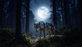 Forest hunting moonlight wolf Royalty Free Stock Photo