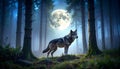 Forest hunting moonlight wolf Royalty Free Stock Photo